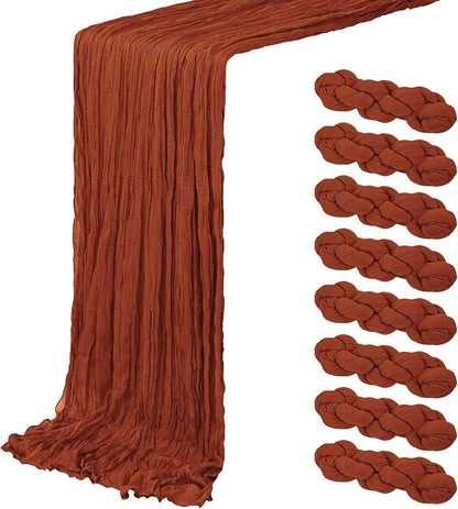 8 Pack Terracotta Cheesecloth Table Runner 20 x 120 inch Gauze Table Runners 10 by ACSUIT