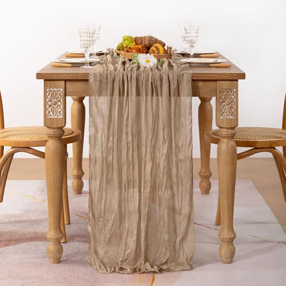 6 Pack Nude Cheesecloth Table Runner 10ft Boho Gauze Taupe Home Decor | - Image 3