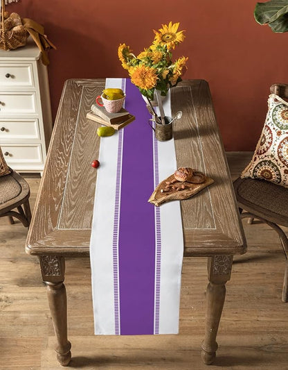 Purple Table Runners 120 inches Long, Modern Stripes Table Runner Farmhouse - Image 5