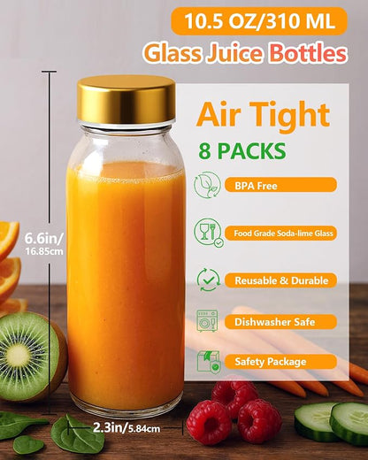 Zukro 10.5 oz Glass Juice Bottles - Image 2