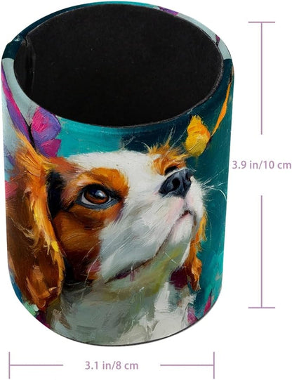 Leather Pen Holder for Desk, Beagle Butterfly Pencil Cup Pen Organizer Makeup - Image 3