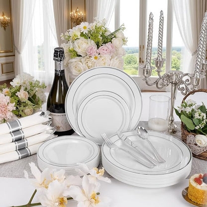 175PCS Sliver Plastic Plates - Image 6