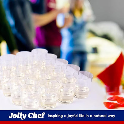JOLLY CHEF 10 oz Clear Disposable Plastic Cups 50 Pack, Heavy duty Party Glasses - Image 5
