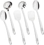 Viking Kitchen Utensils Set, 6 Piece Stainless Steel Cooking Utensil Set, Includes Spatulas, Spoons, Pasta Fork, and Deep Ladle, Hollow Forged, Silver