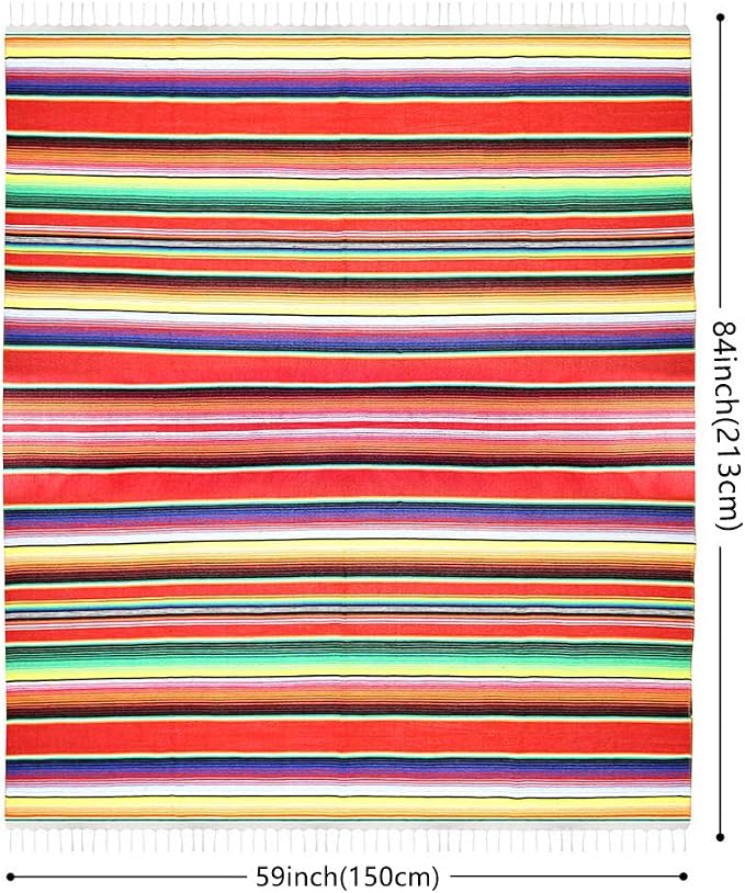 Fowecelt Mexican Serape Blanket Tablecloth 59 x 84 Inch - Image 5