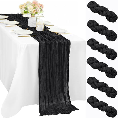 Black 6 Pcs Cheesecloth Table Runner 10FT Gauze Fabric Boho Cheese Cloth Table by Sunnyline
