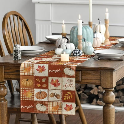 Artoid Mode 210 GSM Fall Table Runner 13x120 Inch Home Party Decor | Plaid - Image 3
