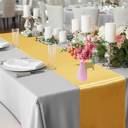 Set of 10 Gold Satin Table Runner 12x108 inches Smooth Table Runners | Smooth - Image 5