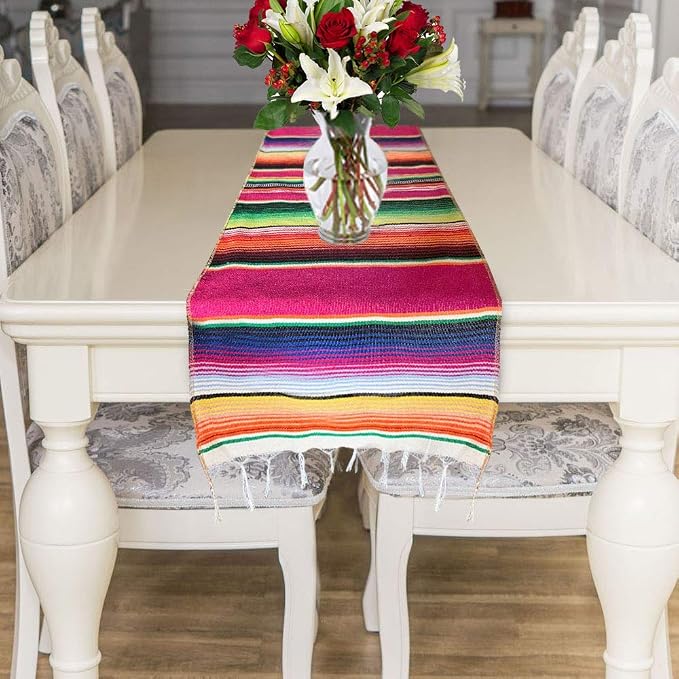 Fowecelt Mexican Serape Table Runner 14 x 84 Inch - Image 6
