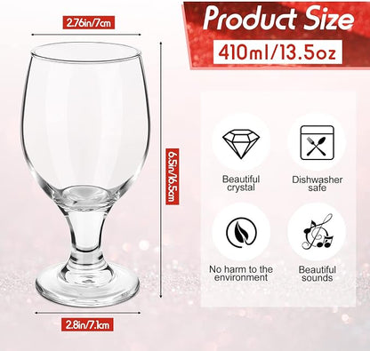 Patelai Set of 6 Water Goblet, 13.5 oz Clear Drinking Glasses Bulk Dishwasher - Image 2