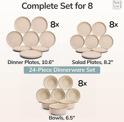 24 Piece Stoneware Dinnerware Set - Image 6