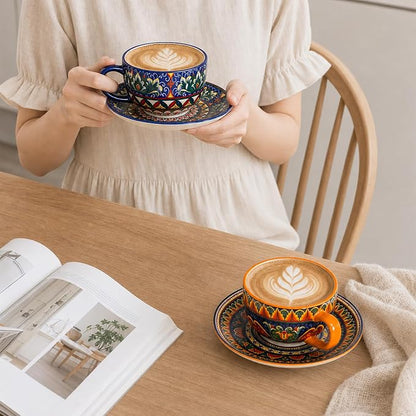 Henten Home Ceramic 8.5 oz Tea Cup Set, Latte Cup - Image 7