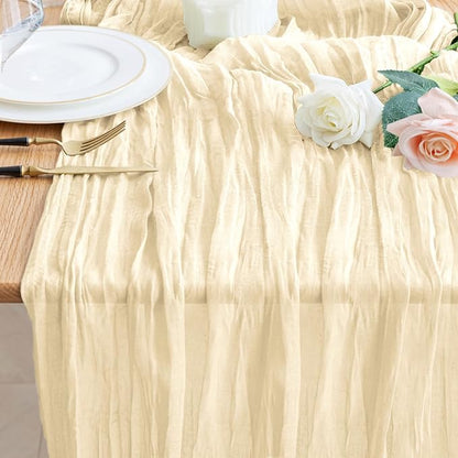 Cheesecloth Table Runner Beige 10FT Boho Gauze Runner by Wokceer