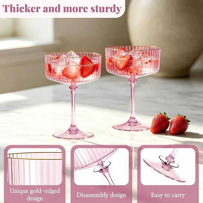 12PCS Plastic Martini Glasses, Unbreakable Reusable Champagne Coupe, Removable - Image 3