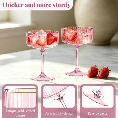 12PCS Plastic Martini Glasses, Unbreakable Reusable Champagne Coupe, Removable - Image 3
