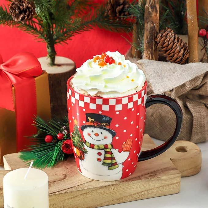 HASENSE Christmas Coffee Mugs Set of 4, 15 oz Ceramic Holiday Cups - Image 5