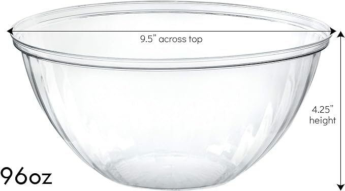 Reusable 96 Ounce Round Crystal Clear Plastic Pack of 8 Sets - Image 2