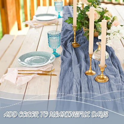 2 Pack Cheesecloth Table Runner, 120 Inch Dusty Blue Table Runner - Image 5