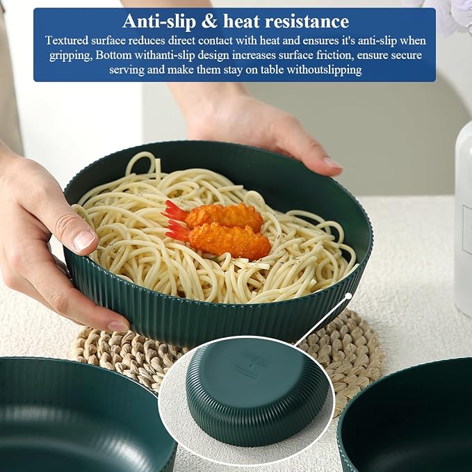 HOMQUEN Pasta Bowls Set of 6, 37oz Salad Bowls Green Soup Bowls, Large Pasta - Image 5