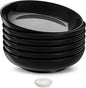 KooK Pasta Bowls Set of 6, Salad Bowl, Large, Ceramic, Microwave and Dishwasher Safe, Great for Soups and Salads, Shallow Serving Bowls, Glossy Porcelain, 32 oz, (Black)