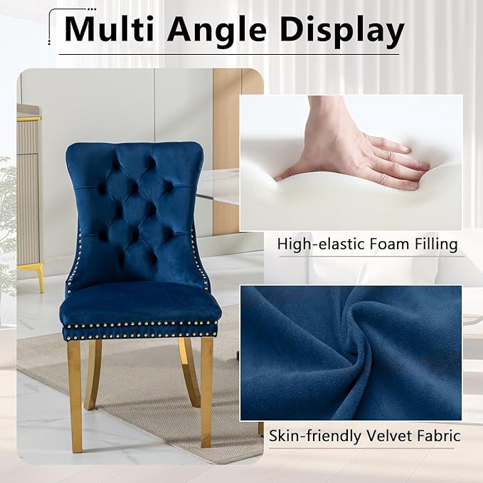 5 Piece Glass Dining Table Set,70" Dinner Room Glass Table Set for 4,Modern Kitchen Dinner Table Set with Stainless Steel Base and 4 Upholstered Velvet Dining Chairs for Living Dining Room