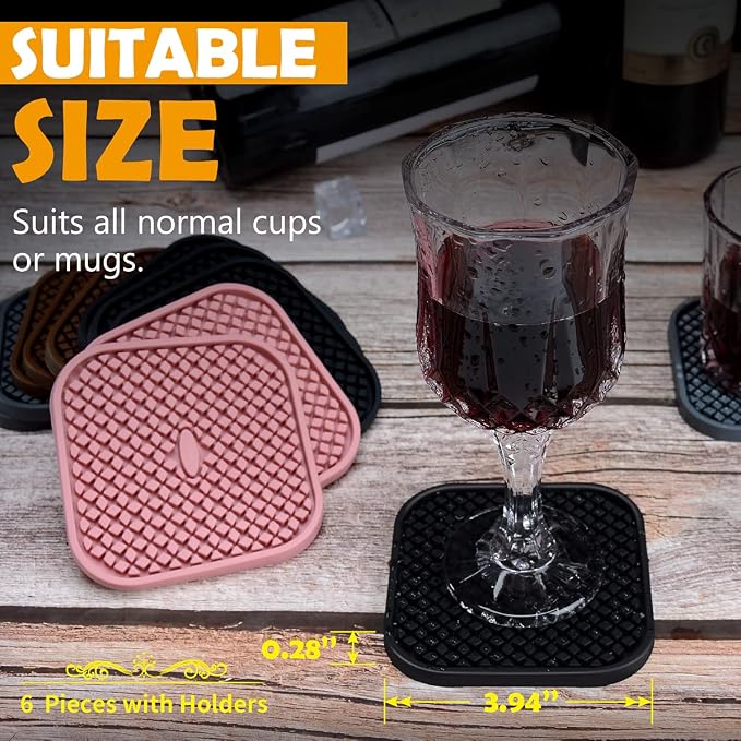 IYYI Silicone Coasters Set of 6, Drink Coasters - Image 7