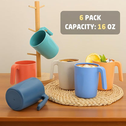 Wheat Straw Coffee Mugs Set of 6, Drinking Cups16 OZ, Microwave & Dishwahser - Image 6