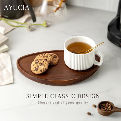 Tea Cup and Saucer Set, 8OZ Cappuccino Cup - Image 2