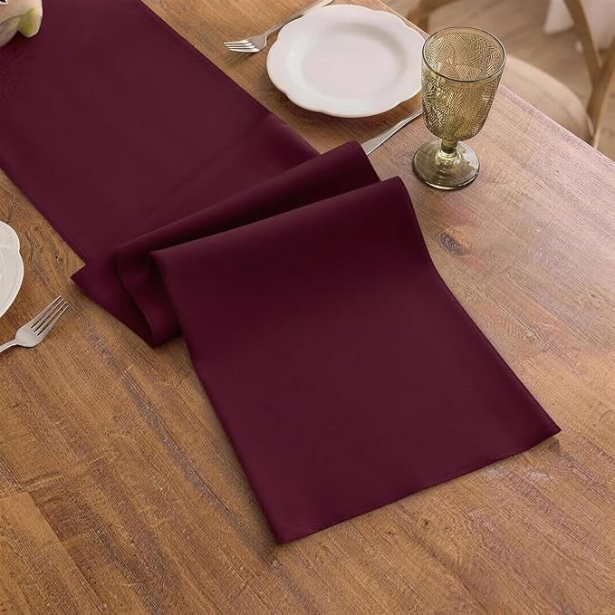 Burgundy Table Runner, Waterproof Washable Runners 90 Inches Long | Reusable - Image 3