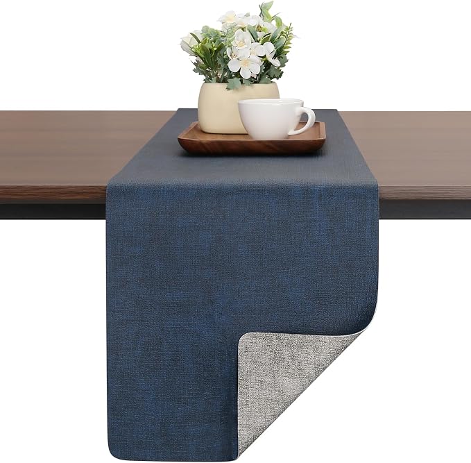 Table Runners 72 Inch Long, Dual-Sided Faux Leather Table Runner | Waterproof by Chitomars