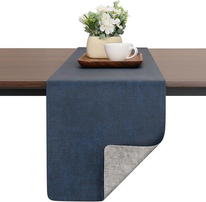 Table Runners 55 Inch Long, Dual-Sided Faux Leather Table Runner | Waterproof by Chitomars