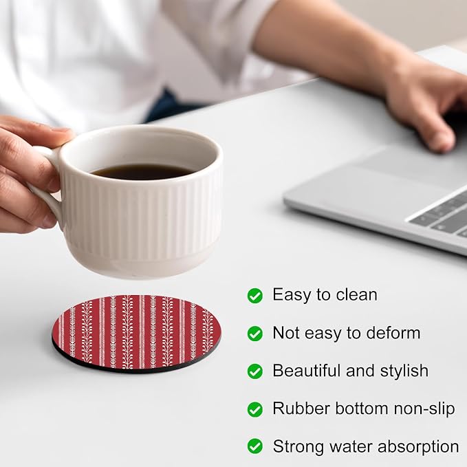 Traditional Minimalist Coasters Set of 6, Absorbent Coasters - Image 4