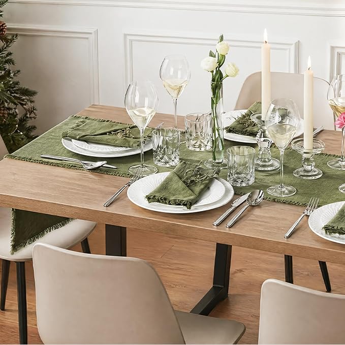 14 x 90 Inches Frayed Edge Table Runner, 270G Heavyweight Sand Washed Slub - Image 5
