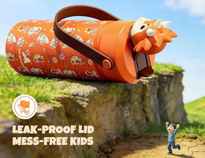 POWCAN 18 oz Kids Water Bottle Insulated: 2-in-1 Straw Spout Lid - Image 4