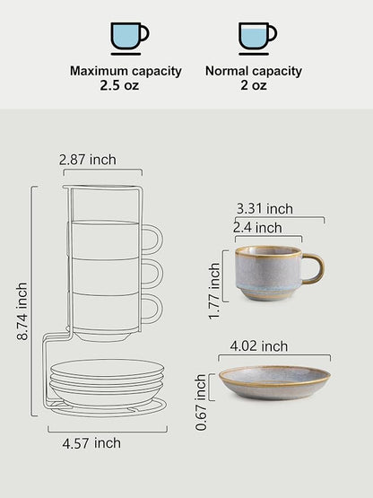 Gomakren 2.5oz Stackable Espresso Cups Set of 4 - Image 3