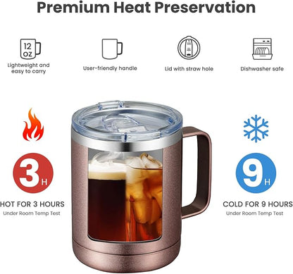 MEWAY 12oz Coffee Mug With Handle 8 Pack Bulk, Stainless Steel Insulated Travel - Image 3