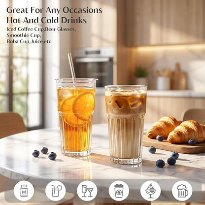 INSETLAN 20 oz Clear Glass Tumbler Set - Image 3