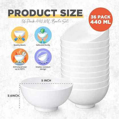 Tioncy 36 Pcs Bowls Set Unbreakable Dessert Soup Salad Bowls - Image 2