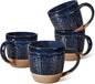Artena Ceramic Coffee Mugs Set of 4, 16oz Embossed Large Latte Mugs Coffee Cups by Artena