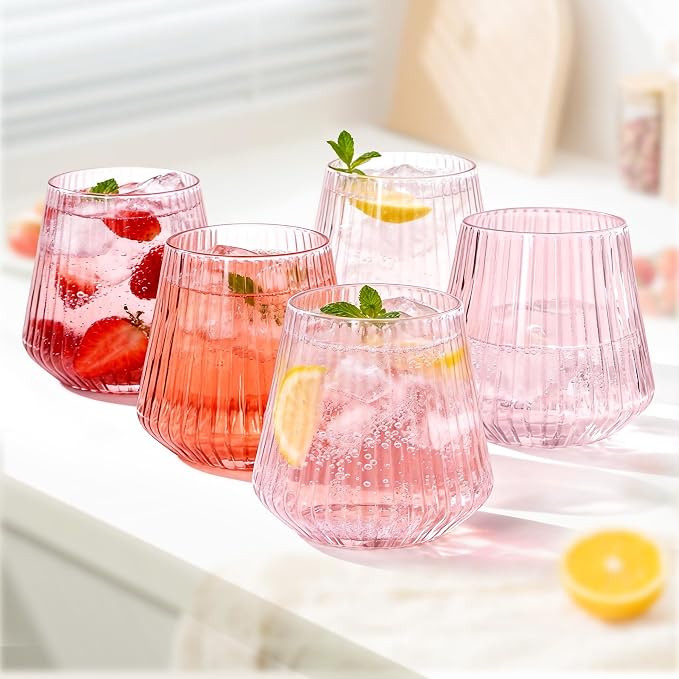 N9R 24PCS Pink Plastic Wine Glasses Disposable, 14 oz Cocktail & Spritz | Pink - Image 3