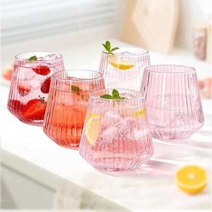 N9R 24PCS Pink Plastic Wine Glasses Disposable, 14 oz Cocktail & Spritz | Pink - Image 3