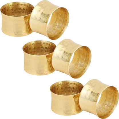 ITOS365 Gold Napkin Rings Set of 6, Handmade Hammered Metal Napkin Ring Holders by ITOS365