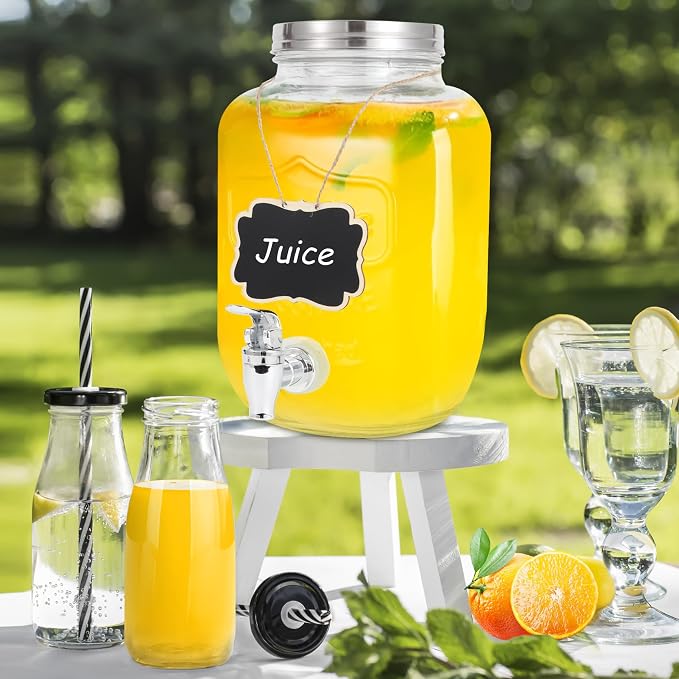 Drink Dispenser With Spigot, 1 Gallon Glass Drink Dispensers - Image 7