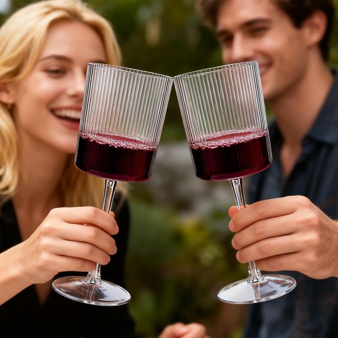 YOUBET 24Pack Plastic Ribbed Wine Glasses - Image 9