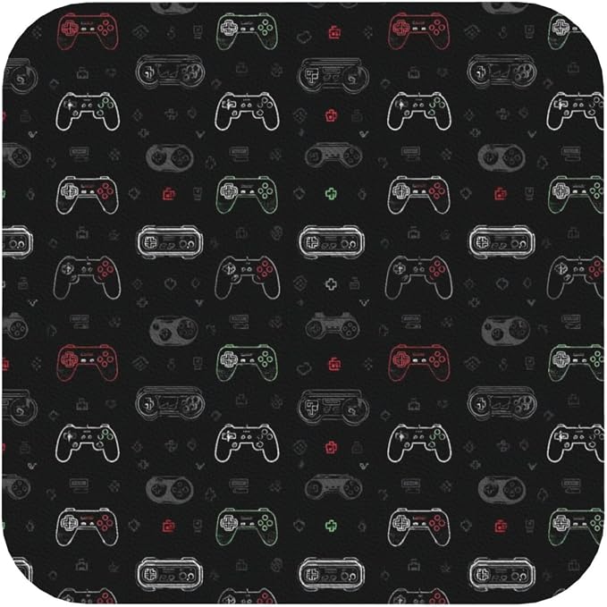 Retro Video Game for Leather Coasters Set of 4, Tabletop Protection Drink by Unknown