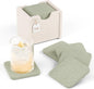 Fluxynara Felt Coasters with Holder, Sage | Square Felt Coasters, by FLUXYNARA