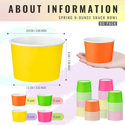 Jingmore Paper Ice Cream Cups 9oz Colored Disposable Dessert Bowls - Image 2