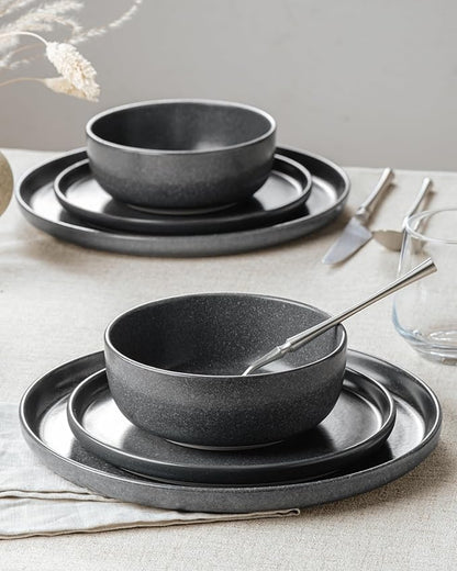 Famiware Milkyway 16-Piece Stoneware Plates and Bowls, Matte Dark Charcoal | - Image 3
