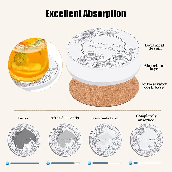 6Pcs Ceramic Coasters Set with Holder - Image 3