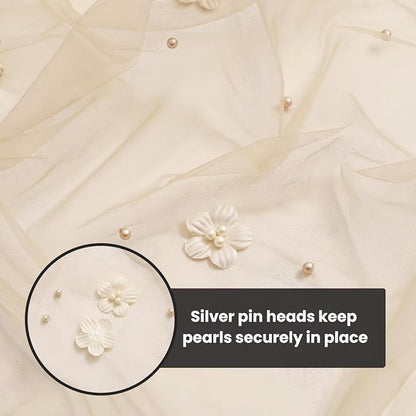 Artoid Mode Flower Pearl Champagne Gauze Table Runner 10FT 6PC, Seasonal Sheer - Image 8